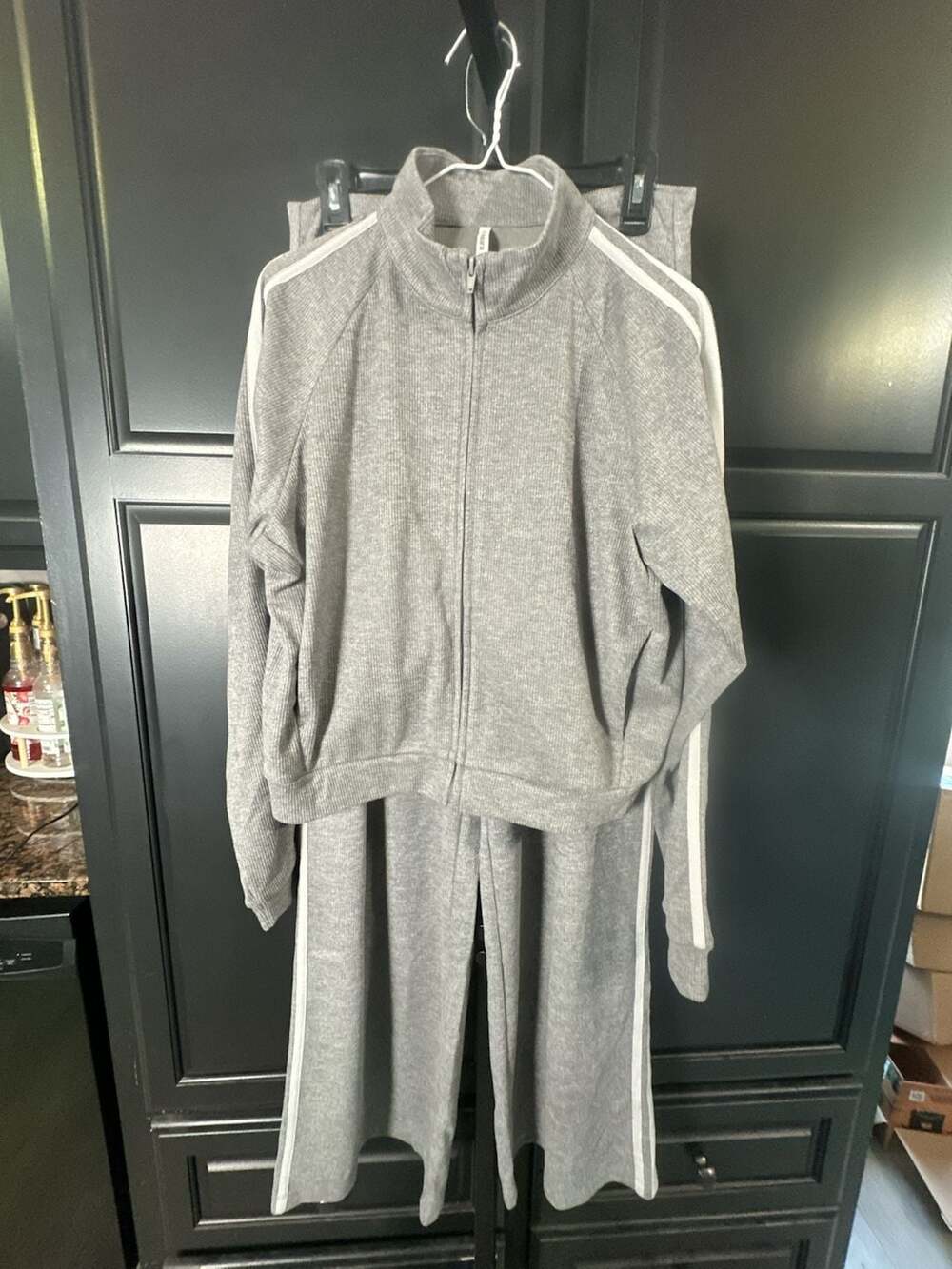 Halara Ribbed Full-Zip Jacket and Wide-Leg Lounge Set
